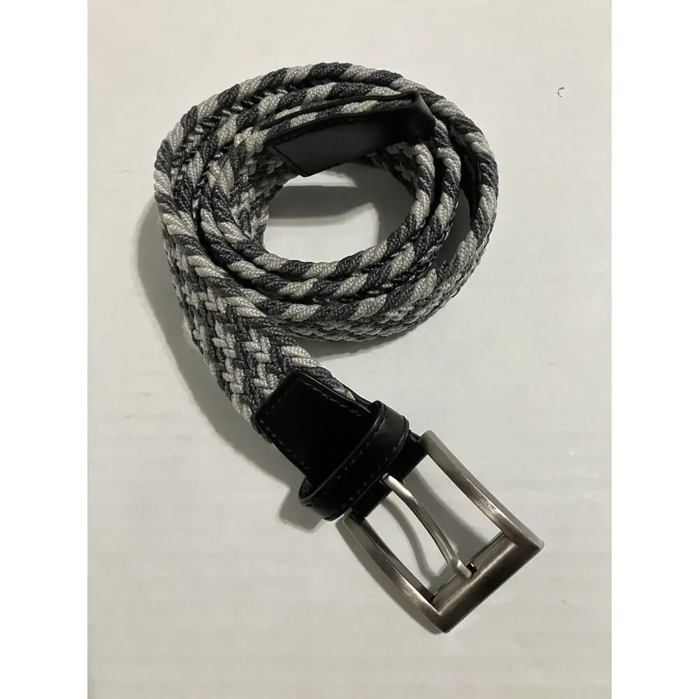 Adidas Braided Woven Stretch Belt Gray Chevron Medium up to 37” Waist
